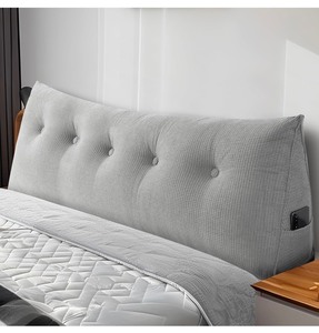 lot 99 image: Headboard Triangular Wedge Pillow Backrest - Queen - Gray