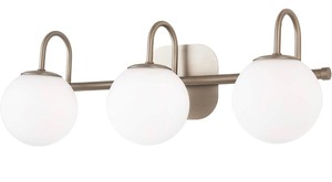 lot 101 image: 3-Light Brushed Nickel Bathroom Vanity Light Fixture - 22.5
