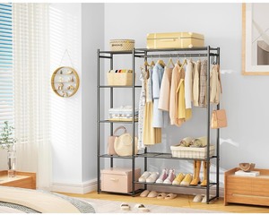 lot 135 image: Portable Wardrobe Closet Clothing Rack with Shelving