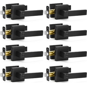 lot 179 image: 8 Keyless Interior Square Door Levers - Matte Black