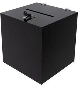 lot 185 image: Acrylic Lock & Key DonationCard Box - 12x12x12 - Black