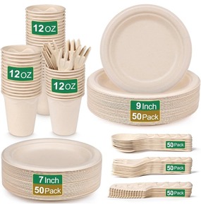 lot 8 image: 300-Piece Eco Friendly Paper Plate Service Set