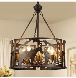 lot 13 image: 5-Light Rustic Black Chandelier
