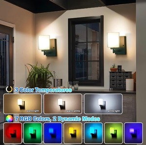 lot 16 image: Set of 2 Black Rechargeable Battery Powered Wall Sconces with Remote
