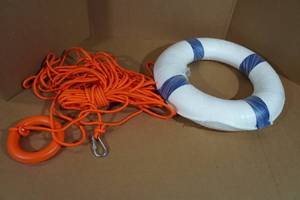 lot 155 image: Foam Life Preserver Ring with 98 Rope