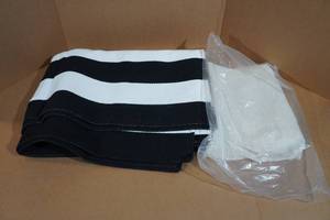 lot 165 image: Striped Area Rug with Non-Slip Pad - 5x8 - Black & White