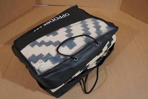 lot 173 image: Oppodream Double Sided Outdoor Rug - 5x8 - Black & Beige