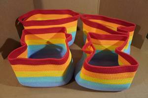 lot 186 image: Set of 4 Woven Baskets for ToysLaundryStorage - 15x11x10