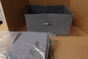 lot 35 image: 3 Fabric Bins - 23x16x12 - Gray