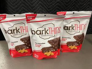 lot 12 image: TX 3 - Lot of 3 BarkTHINS Snacking Chocolate Dark Chocolate Almond & Sea Salt Family Size Bags