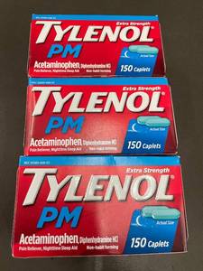lot 22 image: TROL - Set of 3 Tylenol PM Extra Strength 150 Caplets with Acetaminophen