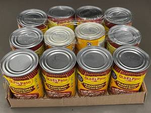 lot 27 image: Collection of 12 Cans of Old El Paso Traditional Refried Beans