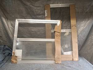 lot 33 image: Set of 2 Aluminum Framed Windows with Mesh Screens