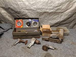 lot 49 image: Assorted Pneumatic Tools and Accessories Set with Tool Box