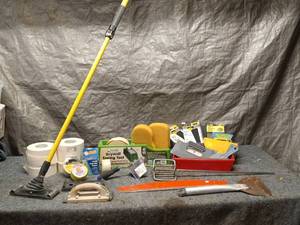 lot 56 image: Drywall Finishing Supply Kit with Pole Sander and Taping Tools