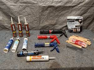 lot 60 image: Collection of Caulking Guns and Sealant Tubes