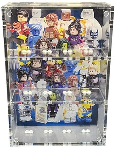 lot 028 image: Custom Marvel Backdrop LEGO Minifigures 12 Slot Display Case