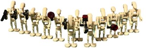 lot 190 image: LEGO Star Wars Battle Droid MINIFIGURE Army Pack - Color Tan - Qty 12 (with weapons 8)