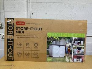 lot 105 image: Keter S.I.O Midi Horizontal Resin Outdoor Storage Shed with Durable Floor