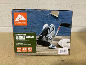 lot 409 image: Ozark Trail 2000 lb Carbon Steel Trailer Winch with Strap, BT6178