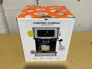 lot 138 image: Chefman CraftBrew Espresso Machine w Steam Wand and Touch Controls  Stainless Steel