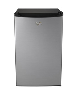 lot 12 image: Whirlpool 4.3 Cu Ft Mini Fridge with Single Door, Chiller WH43S1E, Stainless Look