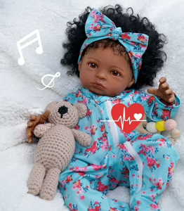 lot 217 image: 17in Reborn Baby Dolls Newborn Baby Dolls African American Black Girl with Heartbeat and Sound for Age 3