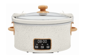 lot 415 image: The Pioneer Woman 6 Qt Digital Slow Cooker with Locking Lid, Linen Speckle