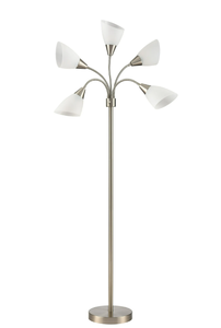 lot 419 image: Simplee Adesso 67 Adjustable 5 Lite Brushed Steel Metal Floor Lamp