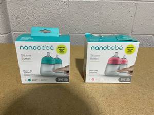 lot 190 image: LOT OF 2 Nanobebe Anti-Colic Flexy Silicone Baby Bottles 9 oz