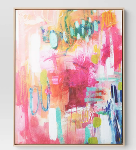 lot 275 image: 24 x 30 Colorful Collage by Amira Rahim Framed Wall Canvas - Threshold Modern Abstract Digital Art, Polystyrene Frame
