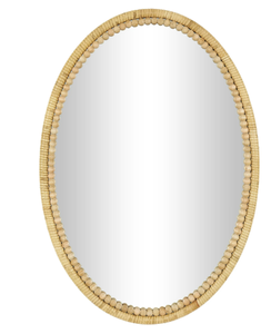 lot 280 image: DecMode 20 x 28 Brown Wrapped Wall Mirror with Beaded Frame