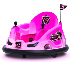 lot 38 image: 6V Pink Glow Bumper Car, Battery Powered Ride on for Children by Flybar, Ages 1.5, 66lbs, 1mph