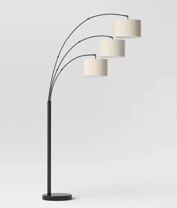 lot 48 image: Avenal 3-Head Shaded Arc Floor Lamp Black - Threshold