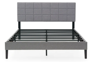 lot 65 image: Queen Size Mainstays Upholstered Platform Bed