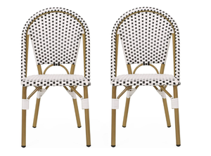 lot 67 image: 2PCS Noble House Elize Aluminum & Faux Rattan Bistro Chairs