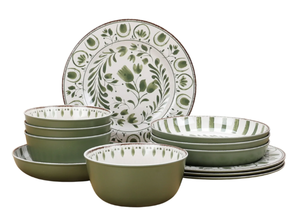 lot 151 image: LOT OF 2 12PCS Better Homes & Gardens Bamboo Melamine Dinnerware Set