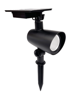 lot 152 image: LOT OF 2 Better Homes & Gardens Taylor Solar Black Cast Metal Color Lock LED Landscape Spotlight, 150 Lumens