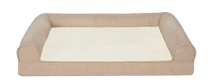 lot 240 image: FurHaven Plush & Performance Linen Orthopedic Sofa Pet Bed for Dogs & Cats