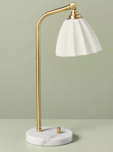 lot 290 image: 20.75 Fluted Ceramic Table Lamp with Marble Base - Hearth & Hand with Magnolia