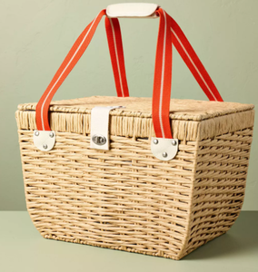 lot 292 image: LOT OF 2 Woven Paper Picnic Basket Tote - Hearth & Hand with Magnolia