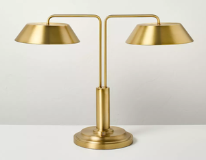 lot 294 image: Brass Double-Shaded Table Lamp - Hearth & Hand with Magnolia