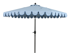 lot 456 image: Better Homes & Gardens 9 Blue Scallop Patio Umbrella