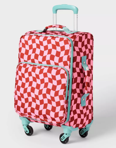 lot 468 image: Kids Softside 21 Inch Carry On Spinner Suitcase Pink Checkered - Cat & Jack