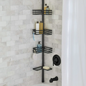 lot 484 image: Better Homes & Gardens Tension Pole Shower Caddy, Resists Rust, 3 Tier Caddy, 5 - 9 ft