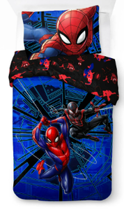 lot 194 image: LOT OF 2 Spider-Man Kids 2-Piece TwinFull Reversible Comforter and Pillowcase Bedding Set, Microfiber, Blue, Marvel