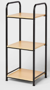 lot 306 image: Short Bath Wood Storage Tower Black Metal