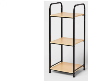 lot 307 image: Short Bath Wood Storage Tower Black Metal