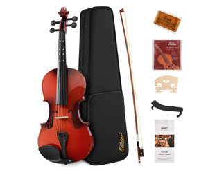 lot 337 image: Eastar Kids & Adults 44 Violin Fiddle Set For Beginners with Hard Case, Rosin, Shoulder Rest, Bow, and Extra Strings