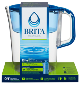 lot 342 image: Brita Large 10 Cup Blue Tahoe Water Filter Pitcher with 1 Brita Elite Filter